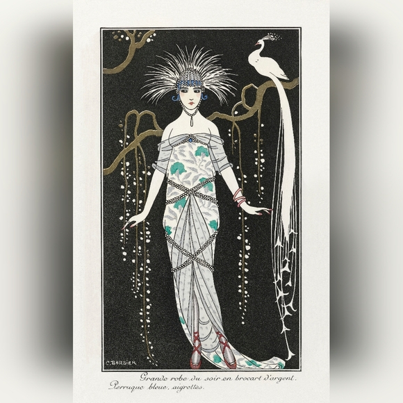 Elegant Art Deco Evening Gown Illustration - Picture 1 of 1